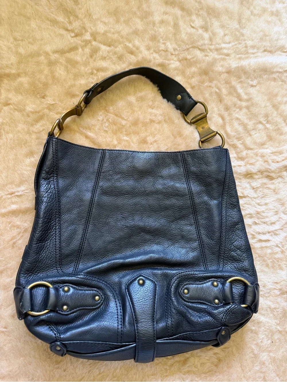 Micheal kors Classic Black Leather Hobo Bag - Spacious Everyday Tote